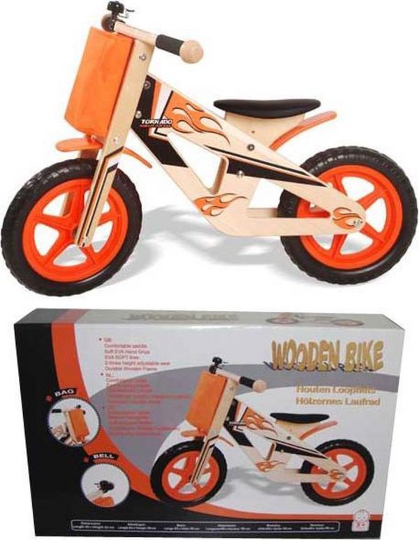 Houten loopfiets, oranje